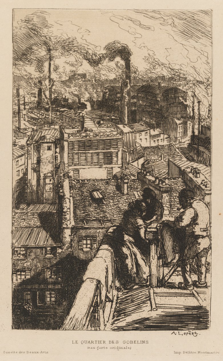 Gazette des Beaux-Arts: Le Quartier des Gobelins, 1889 da Auguste Louis Lepère