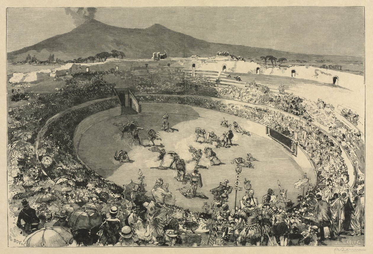 Italia. La festa di Pompei, Il circo dei gladiatori da Auguste Louis Lepère
