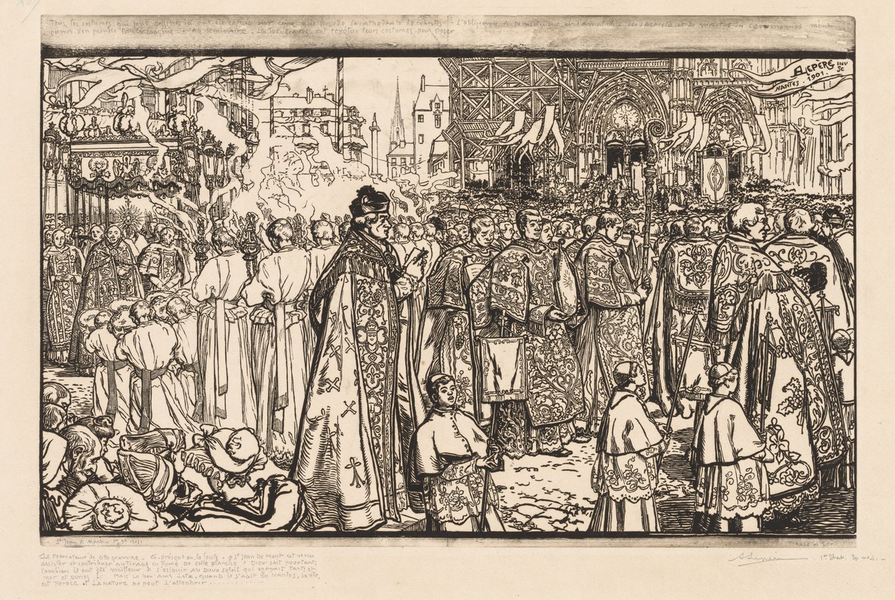 La Processione del Corpus Domini a Nantes da Auguste Louis Lepère