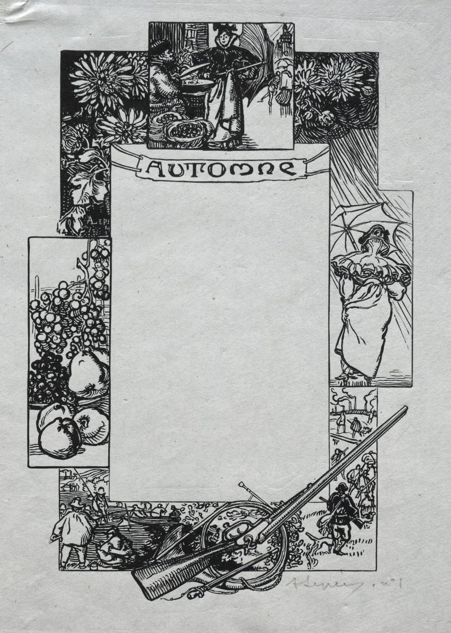 Almanacco di Parigi, 1897: Bordo decorativo, Autunno da Auguste Louis Lepère