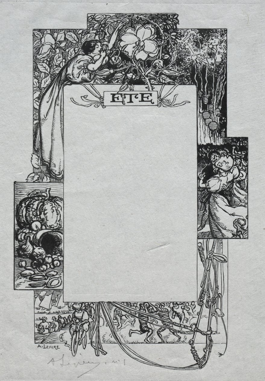 Almanacco di Parigi, 1897: Bordo Decorativo, Estate da Auguste Louis Lepère