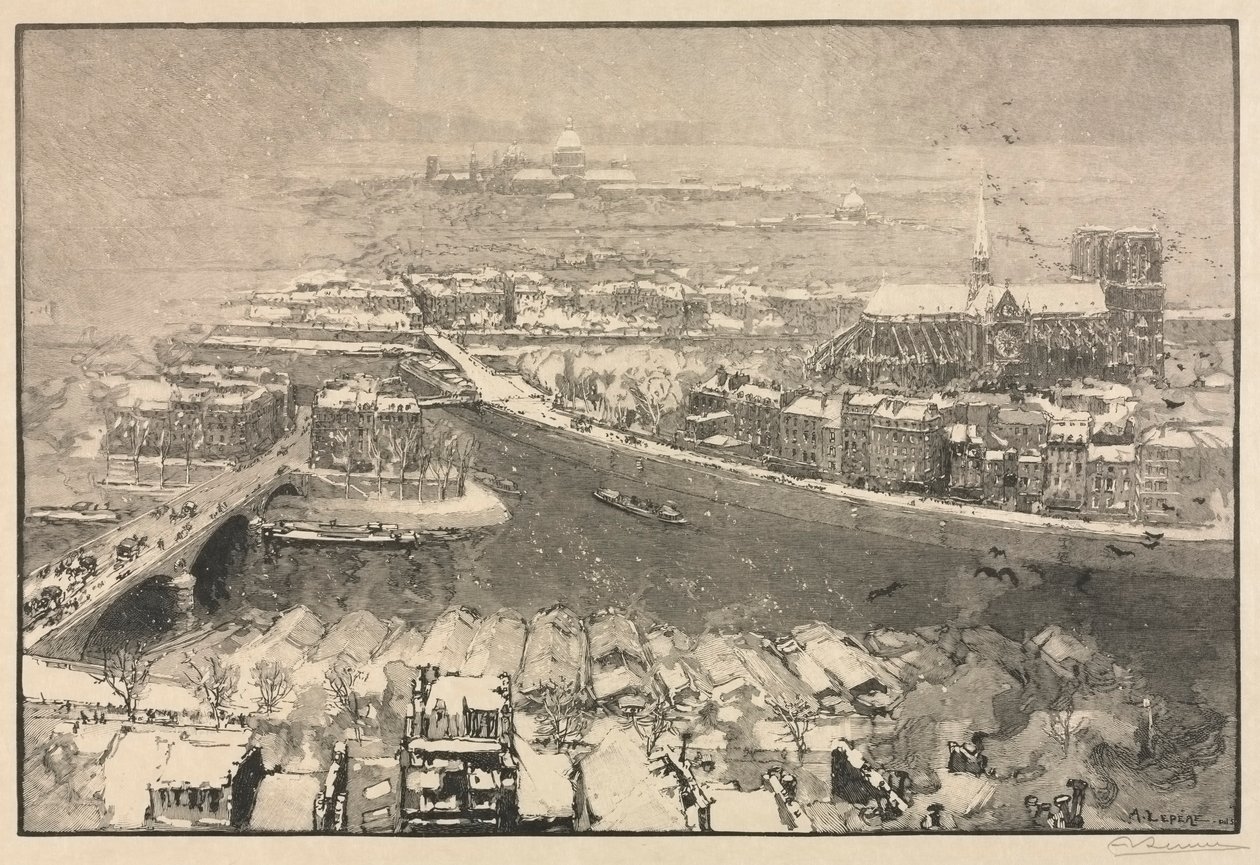 Parigi sotto la neve, 1890 da Auguste Louis Lepère