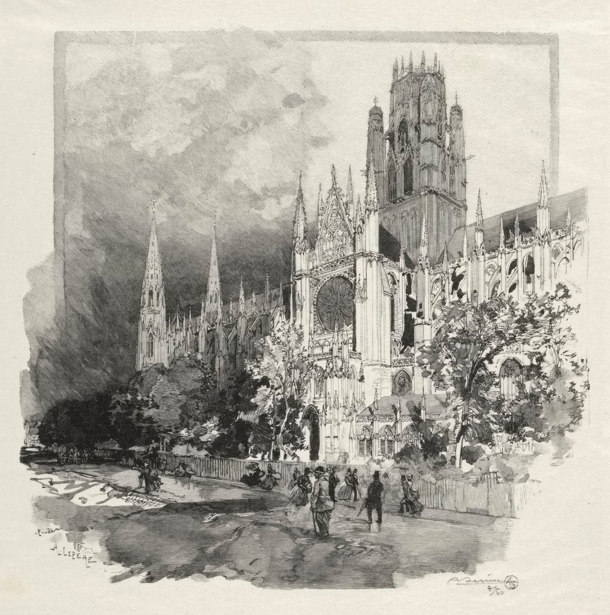 Rouen Illustré: Chiesa di Saint Ouen, 1896 da Auguste Louis Lepère