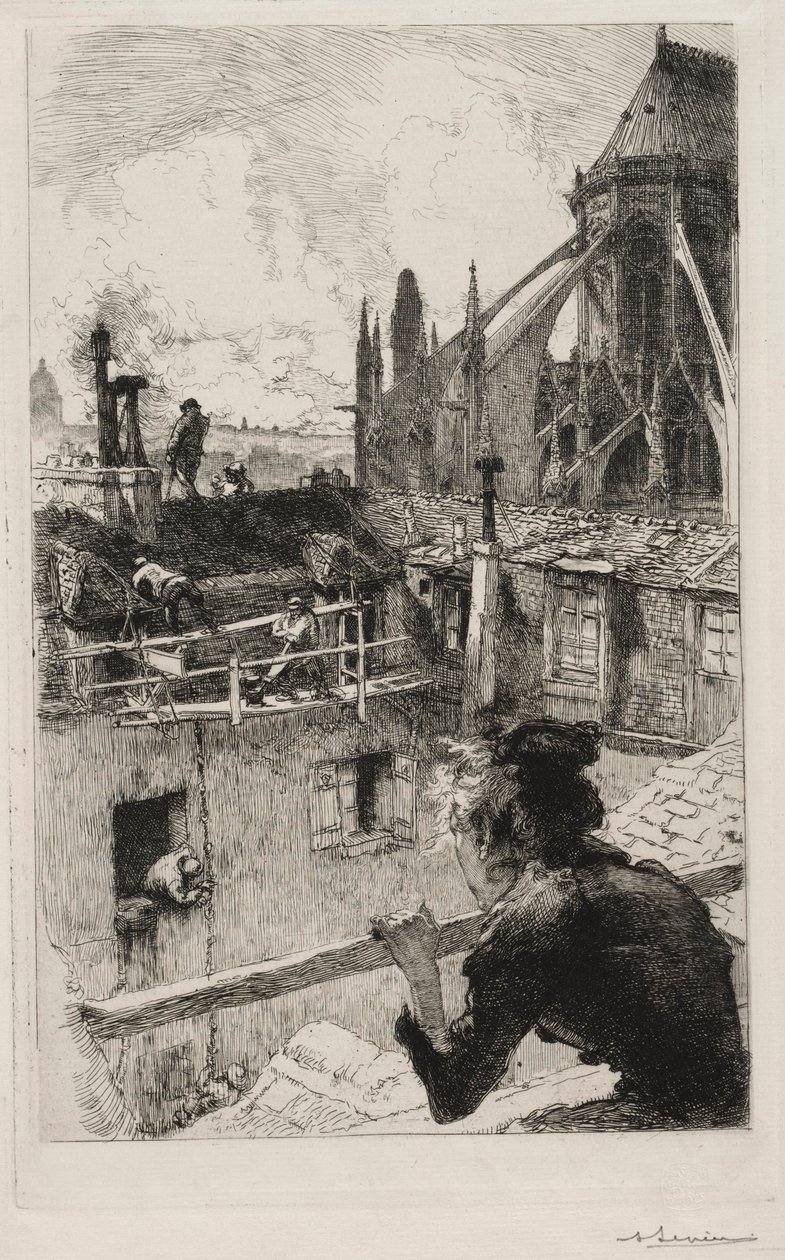 Sui tetti vicino a Notre Dame, 1893 da Auguste Louis Lepère
