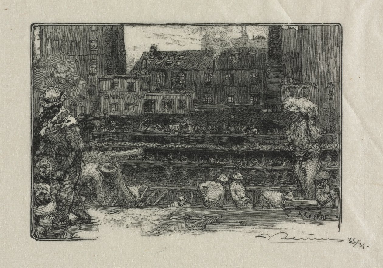 Scaricatori di gesso Canal St. Martin, 1890 da Auguste Louis Lepère