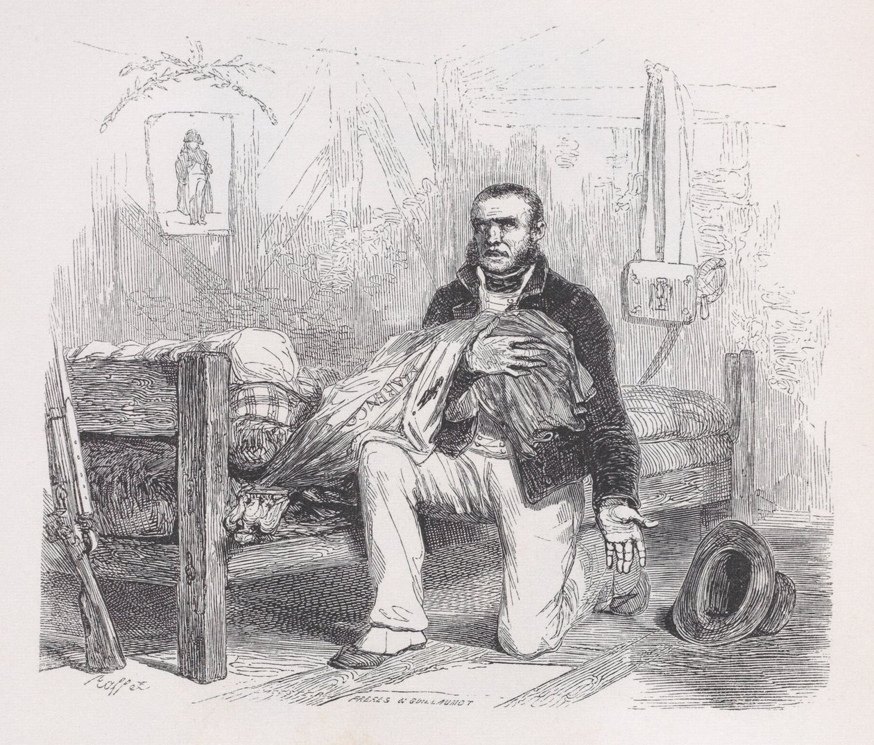 La vecchia bandiera da Le opere complete di Béranger, 1836. Creatori: Auguste Raffet, Lacoste, Eugène Guillaumot da Auguste Raffet, Lacoste, Eugène Guillaumot