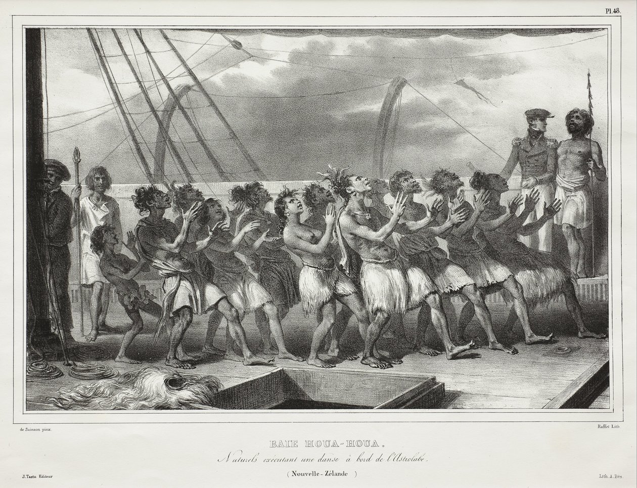 Baia di Houa-Houa, Indigeni che eseguono una danza a bordo dell
