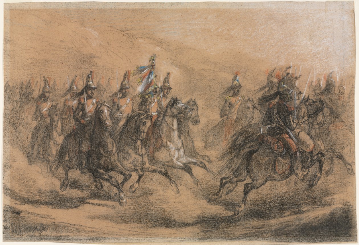 Carica di cavalleria, c. 1840 da Auguste Raffet