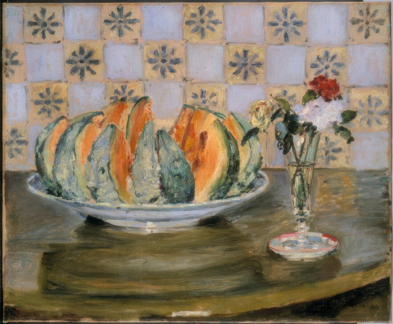 Natura morta con melone e vaso di fiori da Auguste Renoir