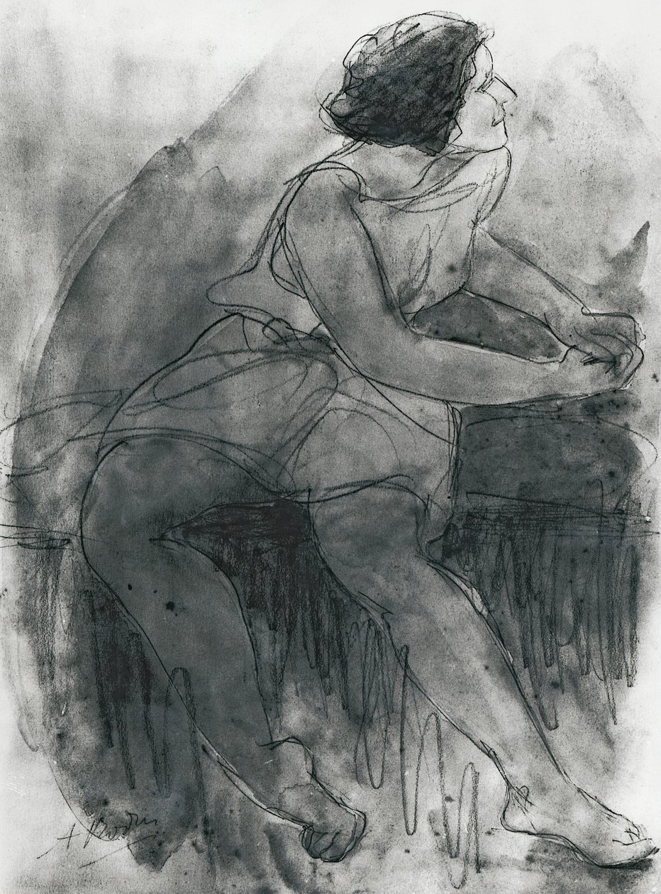 Isadora Duncan (1878-1927) (matita e acquerello su carta) da Auguste Rodin