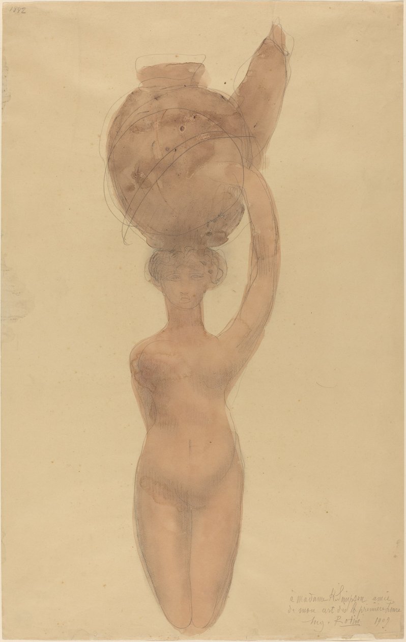 Donna Nuda che Porta un Vaso sulla Testa da Auguste Rodin