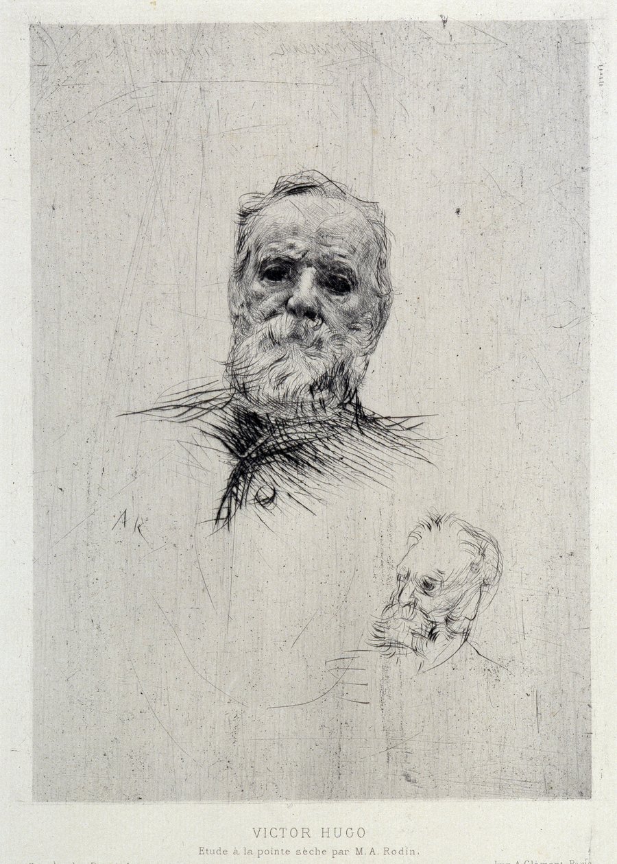 Ritratto di Victor Hugo (1802-1885), illustrazione da La Gazette des Beaux-Arts da Auguste Rodin