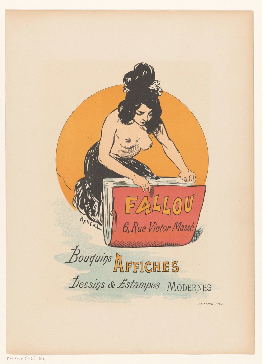 Manifesto per la libreria e stamperia Fallou a Parigi da Auguste Roedel