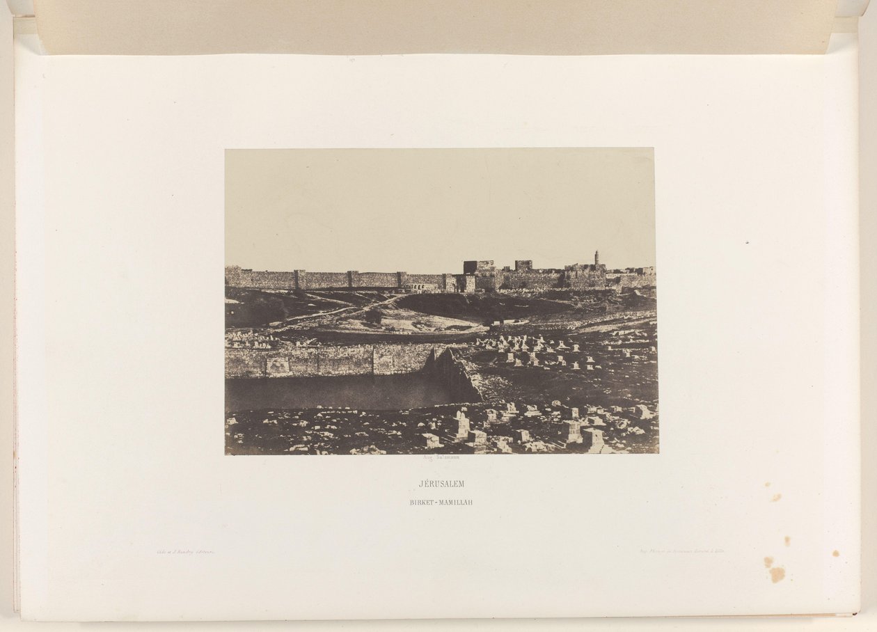 Bacino di Mamilla fuori dalle mura della città vecchia di Gerusalemme da Auguste Salzmann