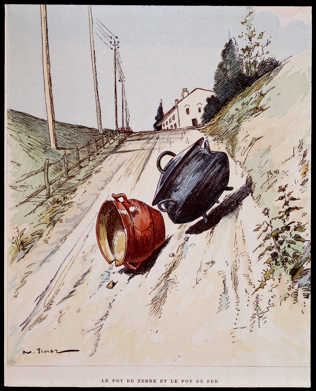 Il vaso di terra e il vaso di ferro - in "Le Favole di La Fontaine", ill. di Auguste Vimar, Tours, A. Mame & Fils da Auguste Vimar