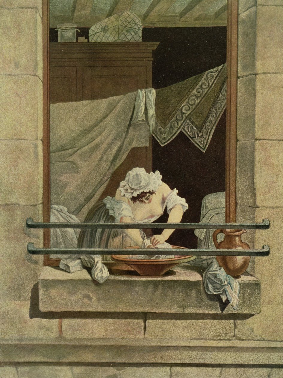 La lavandaia, inciso da J. Laurent Julien e Jean-Baptiste Morret da Augustin de Saint Aubin