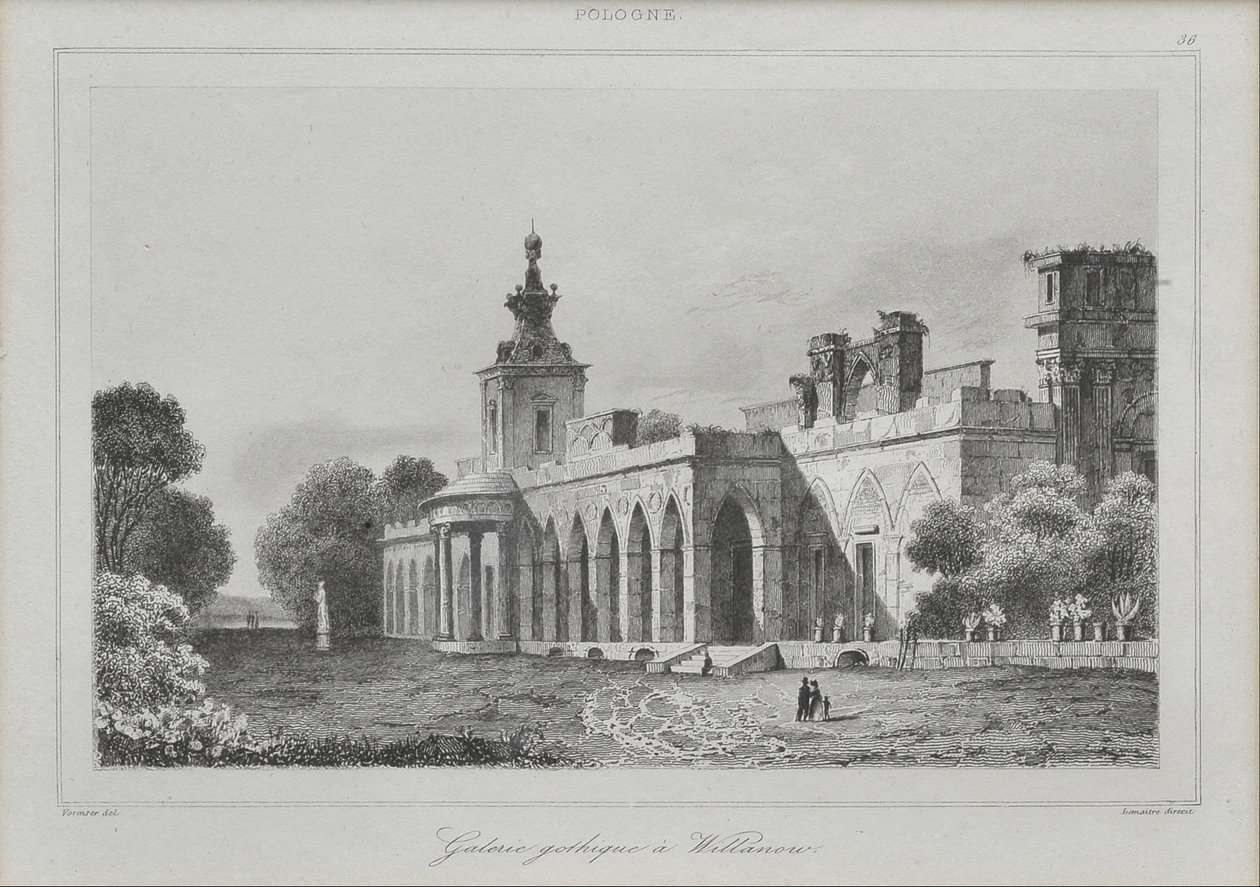 Veduta della Galleria Gotica nel Palazzo Wilanów da Augustin François Lemaitre
