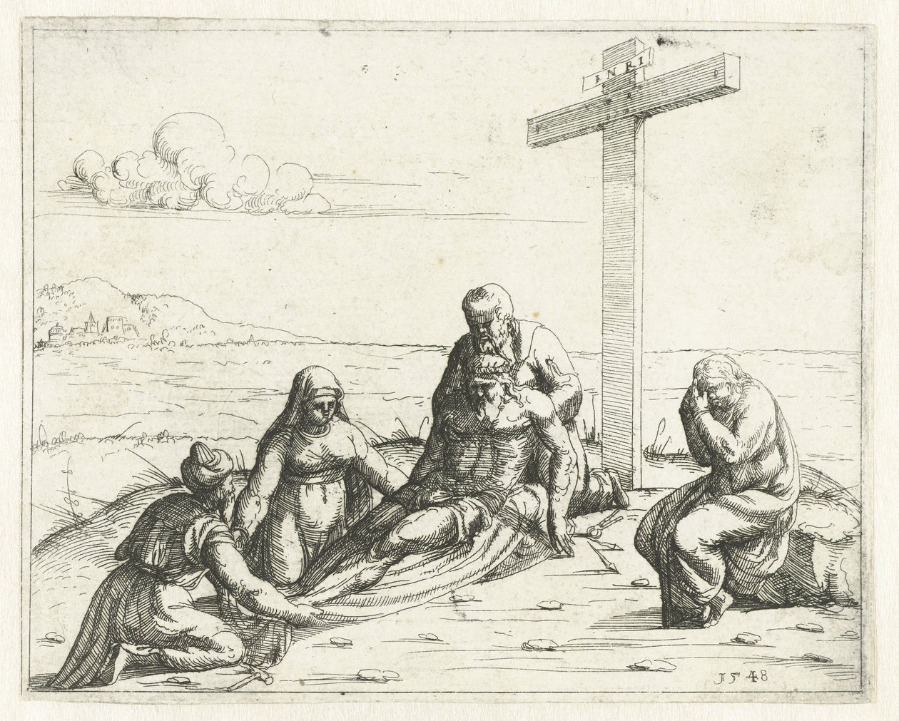 Compianto su Cristo (Concordanza Antico e Nuovo Testamento) da Augustin Hirschvogel