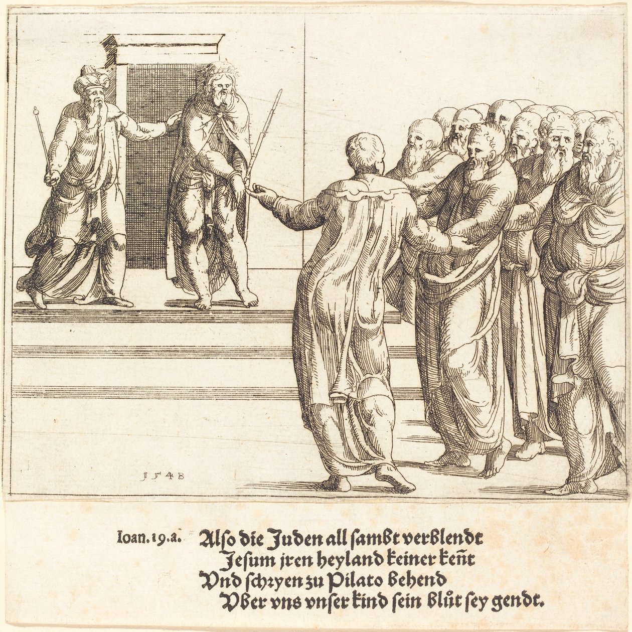 Ecce Homo, e gli Ebrei negano Cristo, 1548 da Augustin Hirschvogel