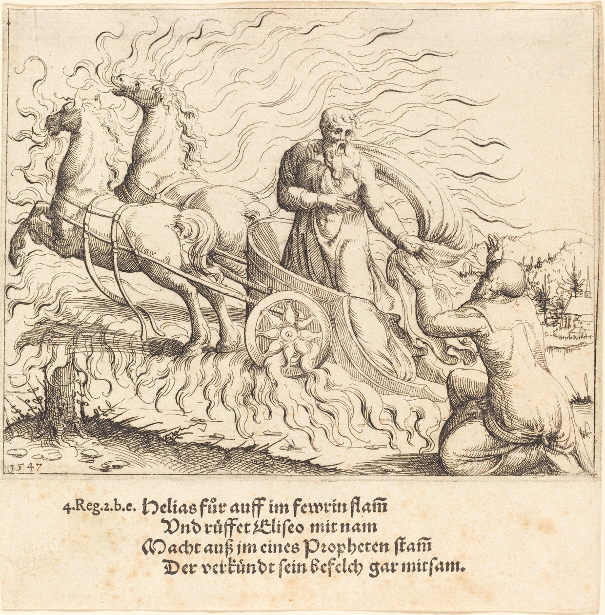 Elia è assunto in cielo, 1547 da Augustin Hirschvogel