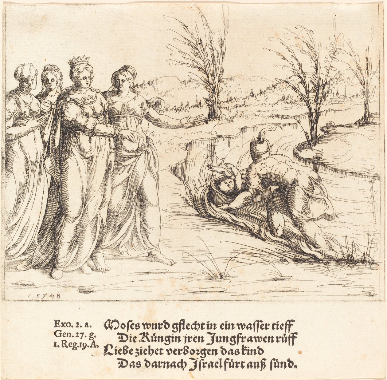 Il ritrovamento di Mosè, 1548 da Augustin Hirschvogel