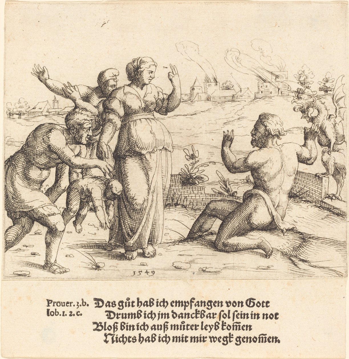 Giobbe Apprende delle Sue Disgrazie, 1549 da Augustin Hirschvogel