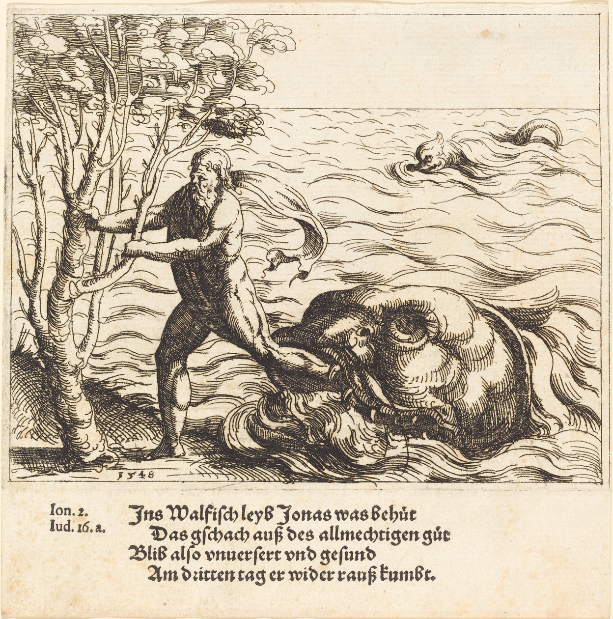 Giona è liberato dalla balena, 1548 da Augustin Hirschvogel