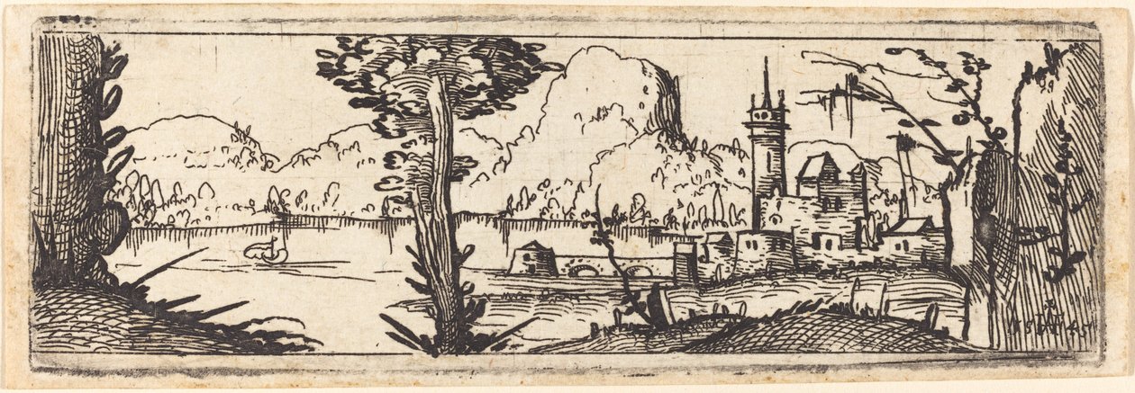 Paesaggio con Lago e Città, 1545 da Augustin Hirschvogel