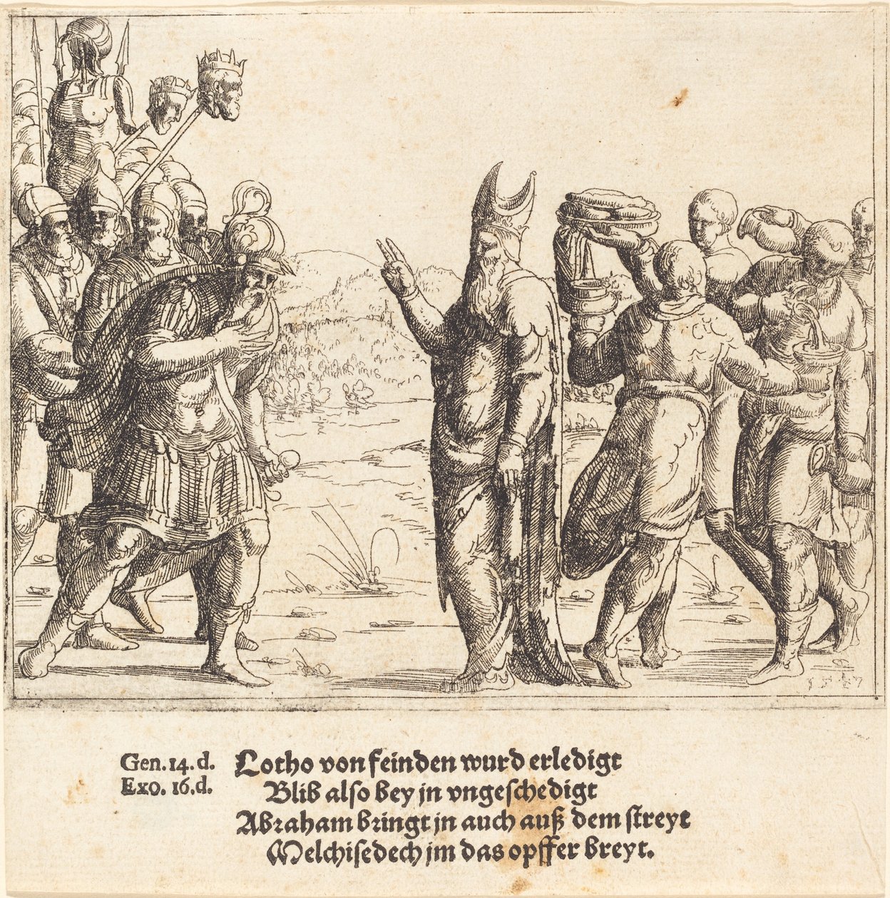 Melchisedec con Pane e Vino, 1547 da Augustin Hirschvogel