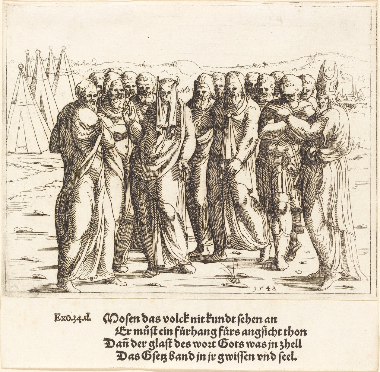 Mosè parla ai figli di Israele, 1548 da Augustin Hirschvogel