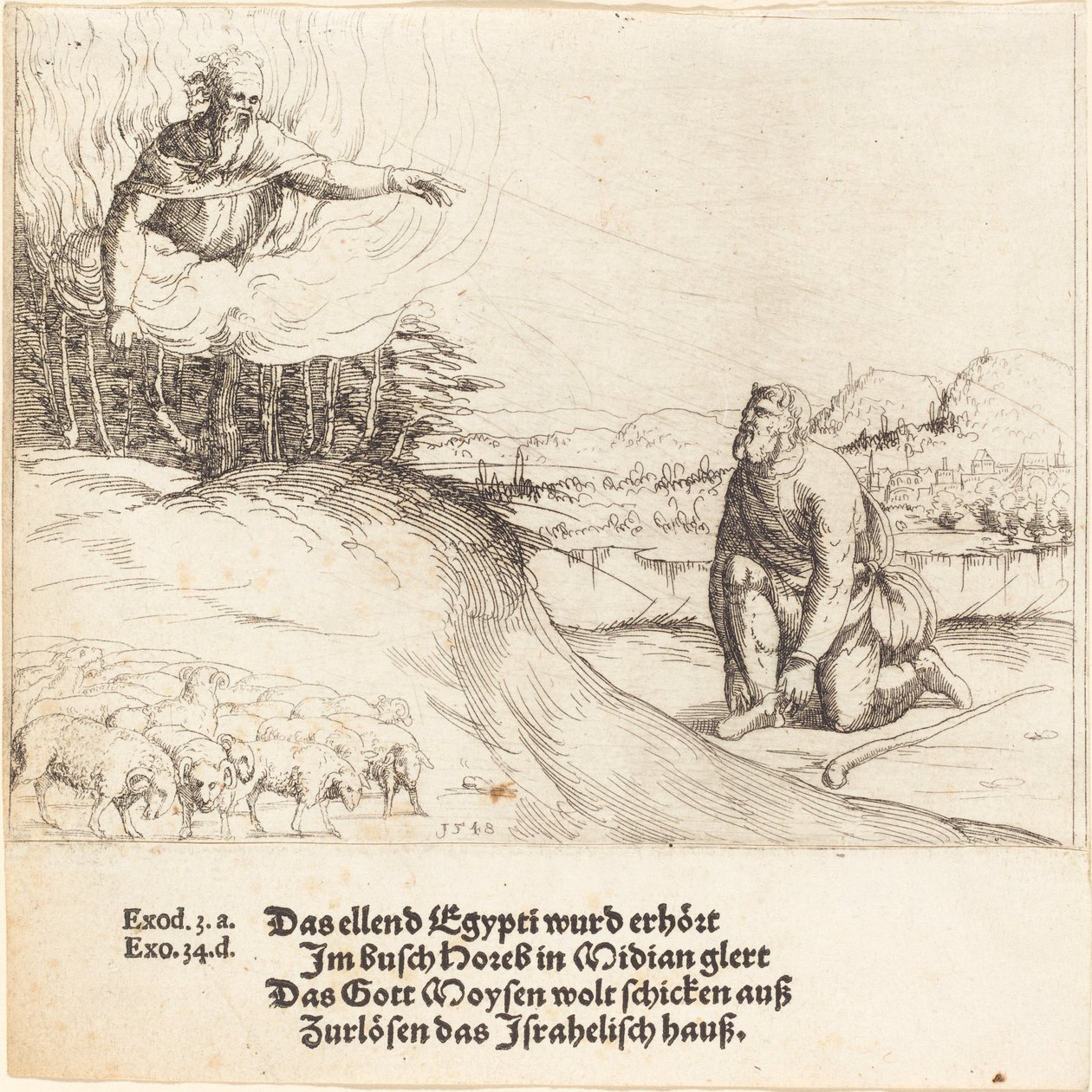 Mosè e il roveto ardente, 1548 da Augustin Hirschvogel