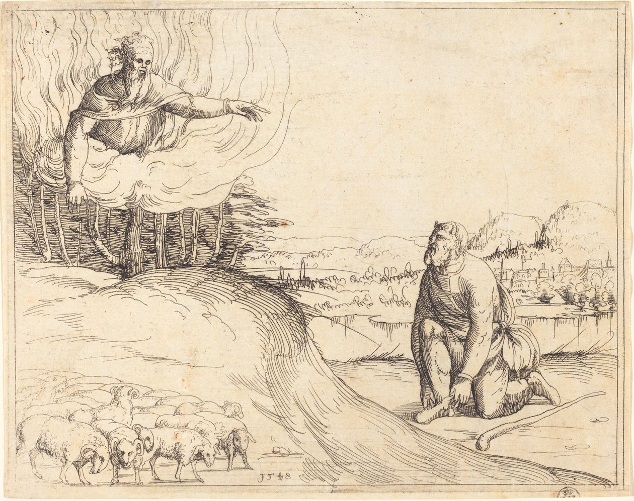 Mosè e il Roveto Ardente da Augustin Hirschvogel
