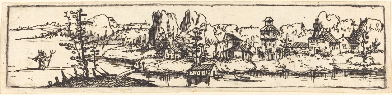 Paesaggio fluviale con San Cristoforo da Augustin Hirschvogel