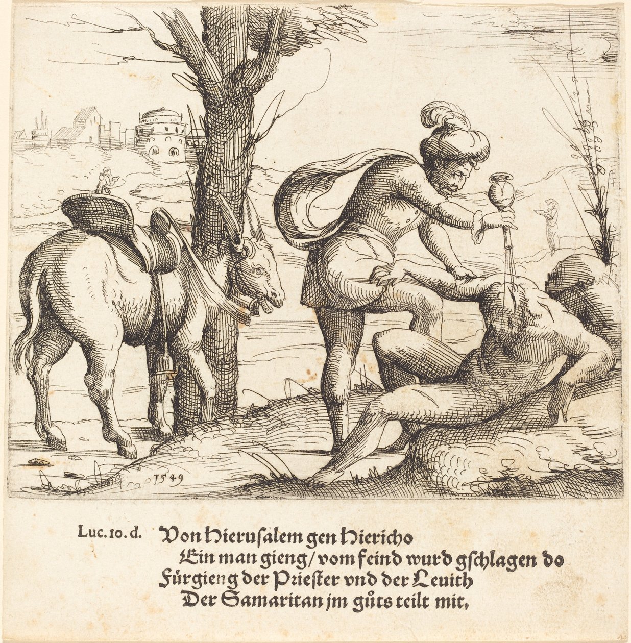 La parabola del buon samaritano (1549) da Augustin Hirschvogel