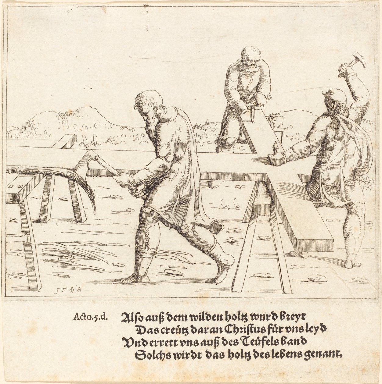 La preparazione della croce, 1548 da Augustin Hirschvogel
