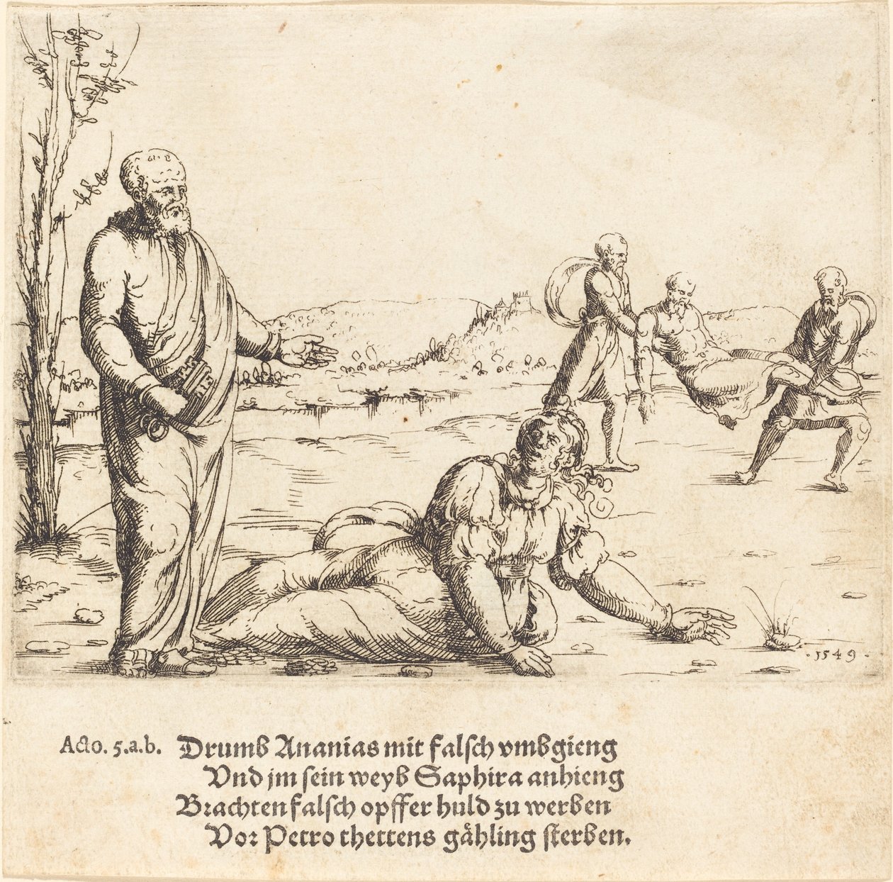 La punizione di Anania e Saffira da Augustin Hirschvogel