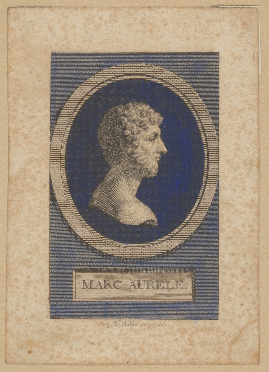 Marco Aurelio Antonino, imperatore romano dal 161-180, scrittore e filosofo (Marcus Aurelius Antoninus, Marcus Annius Aurelius Verus, 121 Roma - 180 Vindobona) da Augustin de Saint-Aubin