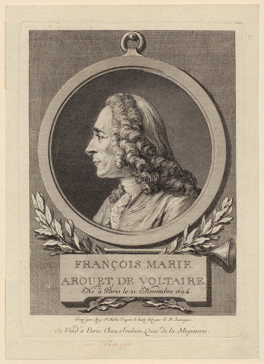 Ritratto di François Marie Arouet de Voltaire da Augustin de Saint-Aubin