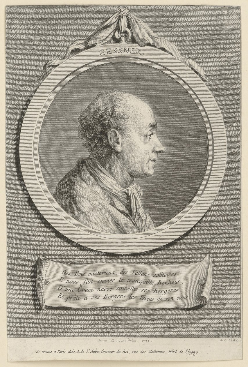 Ritratto di Salomon Gessner da Augustin de Saint-Aubin