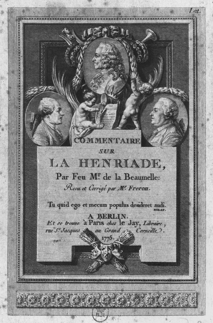 Frontespizio del commento di de la Beaumelle di 