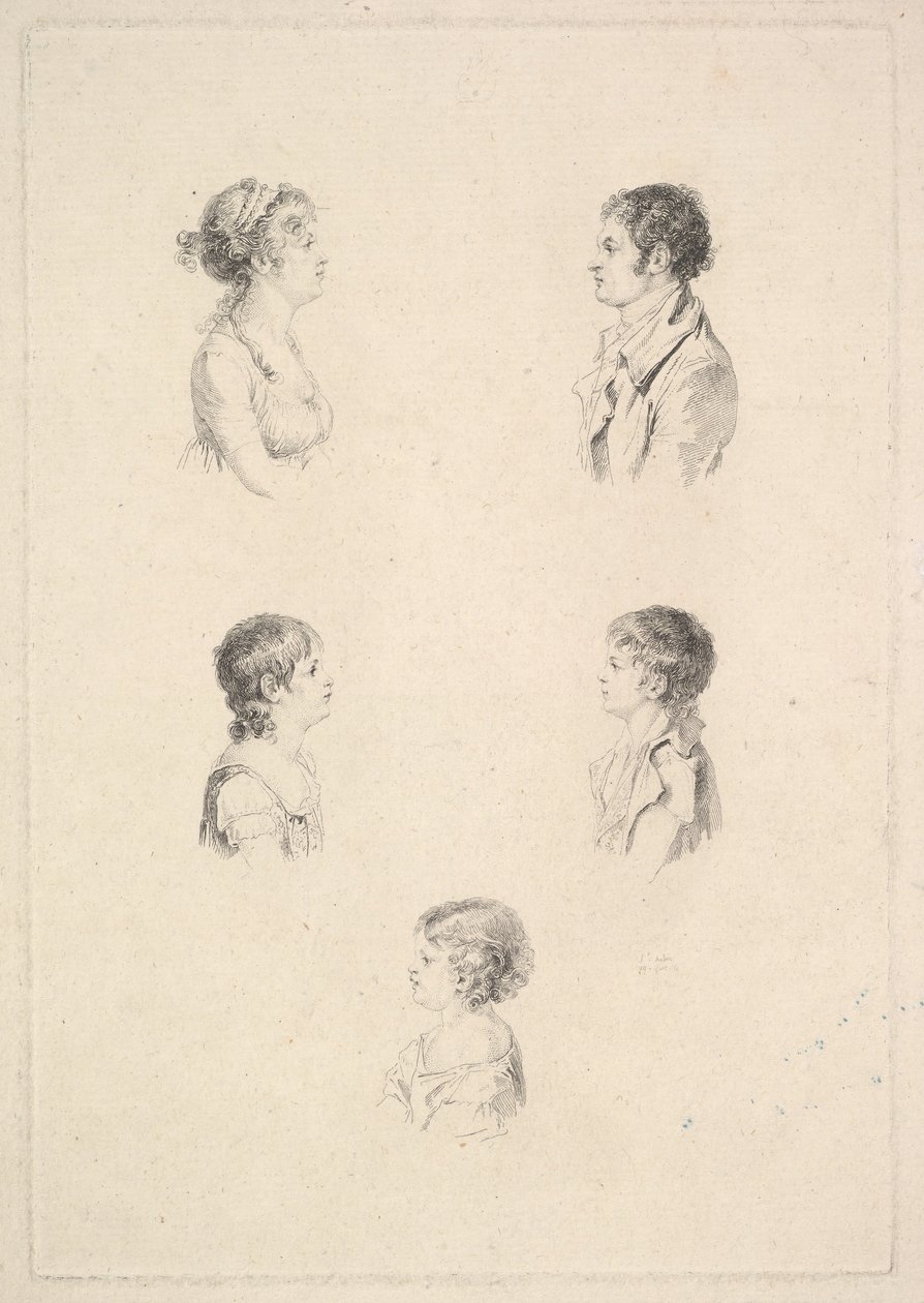 La famiglia Renouard, 1801 da Augustin de Saint Aubin