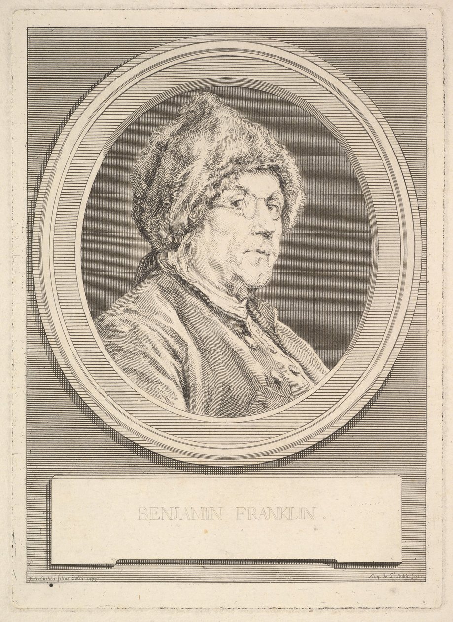 Ritratto di Benjamin Franklin, 1777 da Augustin de Saint Aubin