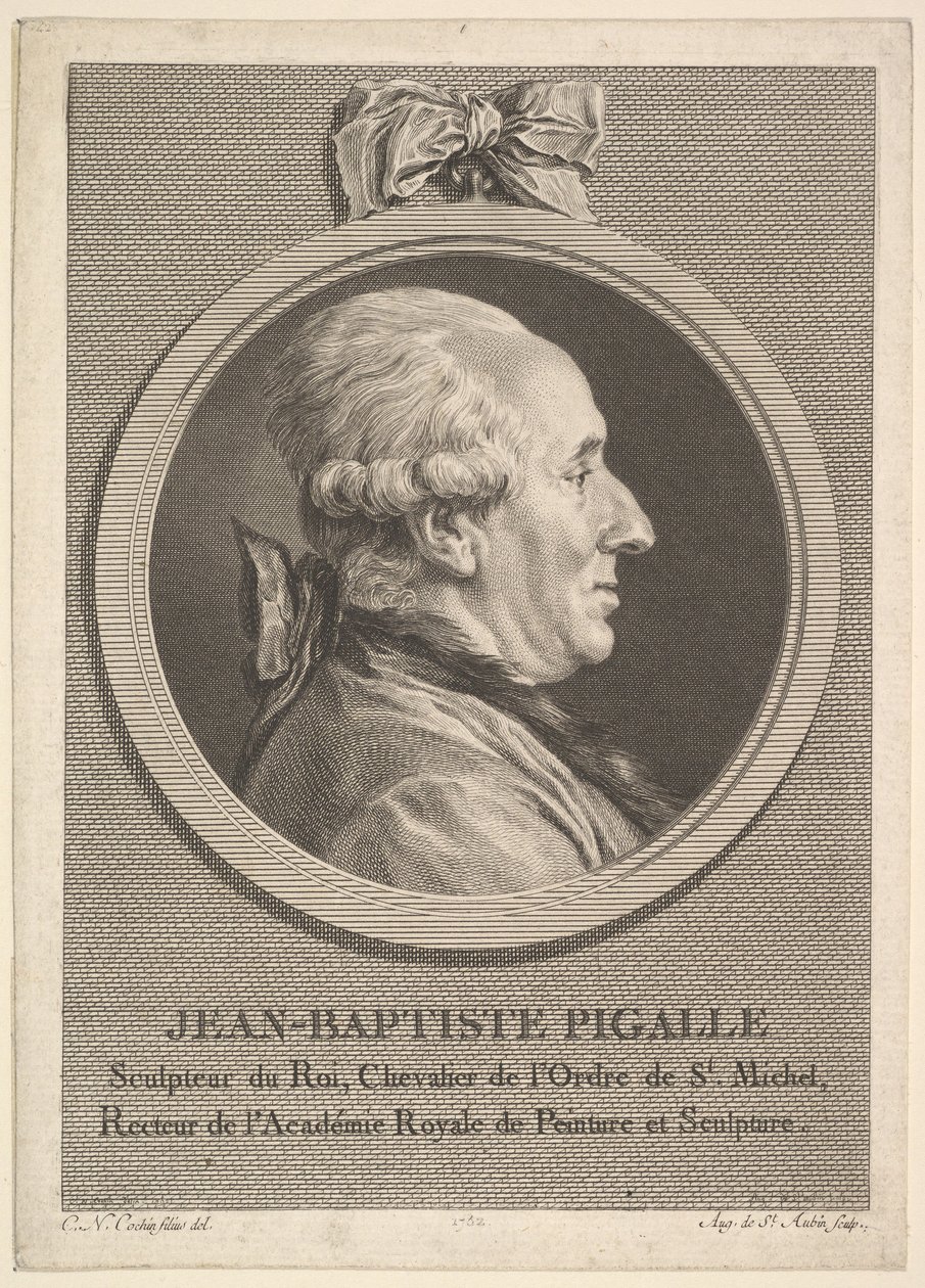 Ritratto di Jean-Baptiste Pigalle da Augustin de Saint Aubin