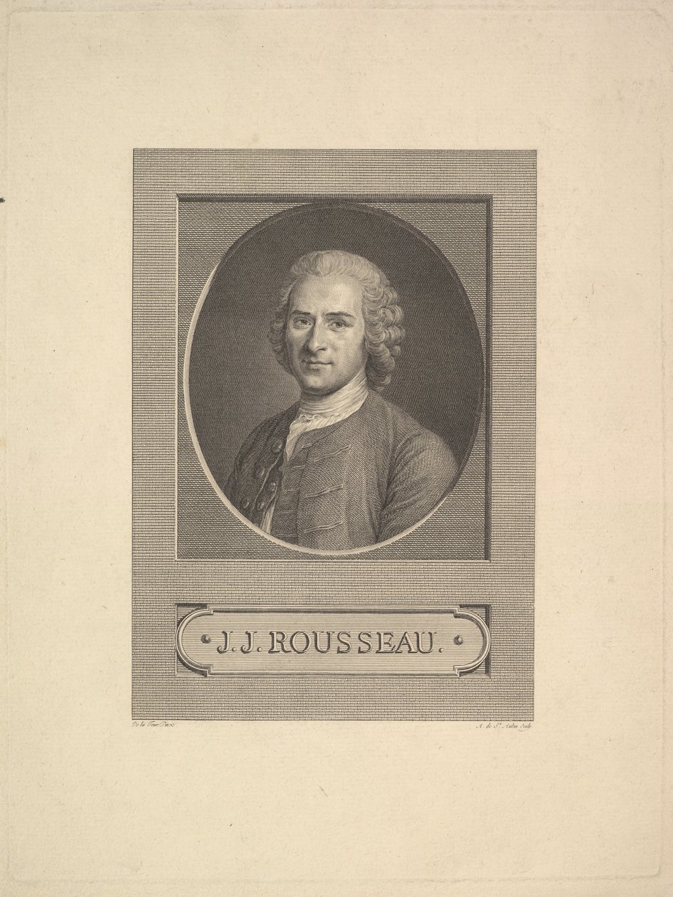 Ritratto di Jean-Jacques Rousseau, 1777 da Augustin de Saint Aubin