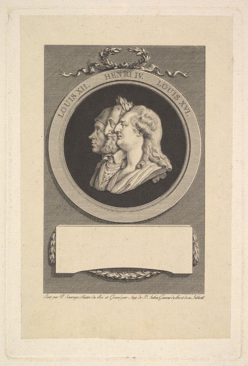 Ritratto di Luigi XVI, Enrico IV e Luigi XII, 1791 da Augustin de Saint Aubin