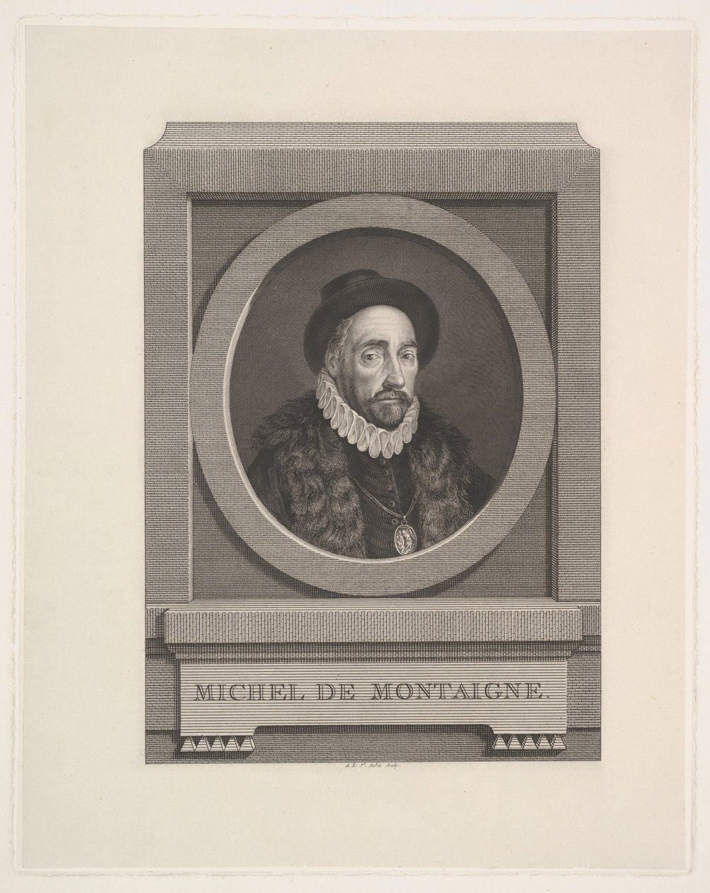 Ritratto di Michel de Montaigne 1533-1592, 1774 da Augustin de Saint Aubin