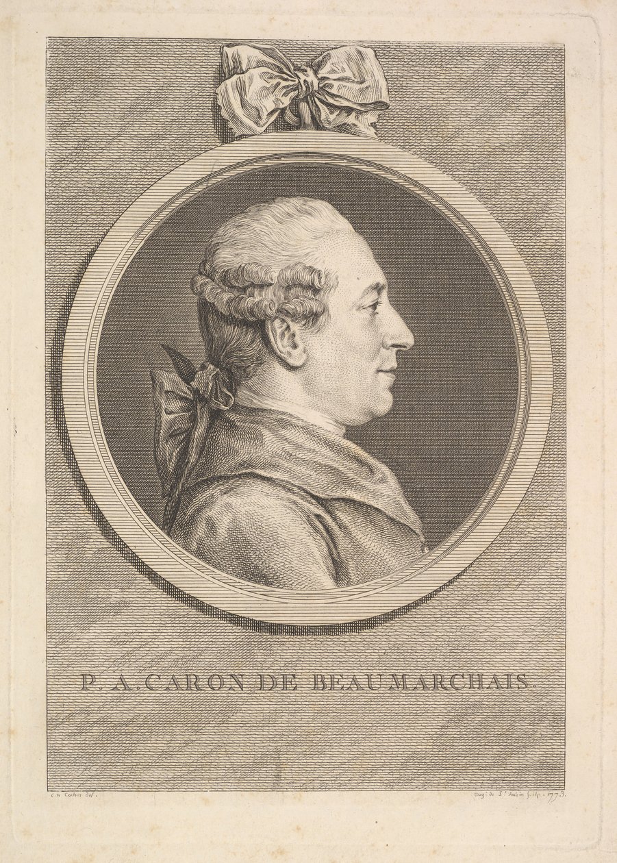Ritratto di P.A. Caron de Beaumarchais, 1773 da Augustin de Saint Aubin
