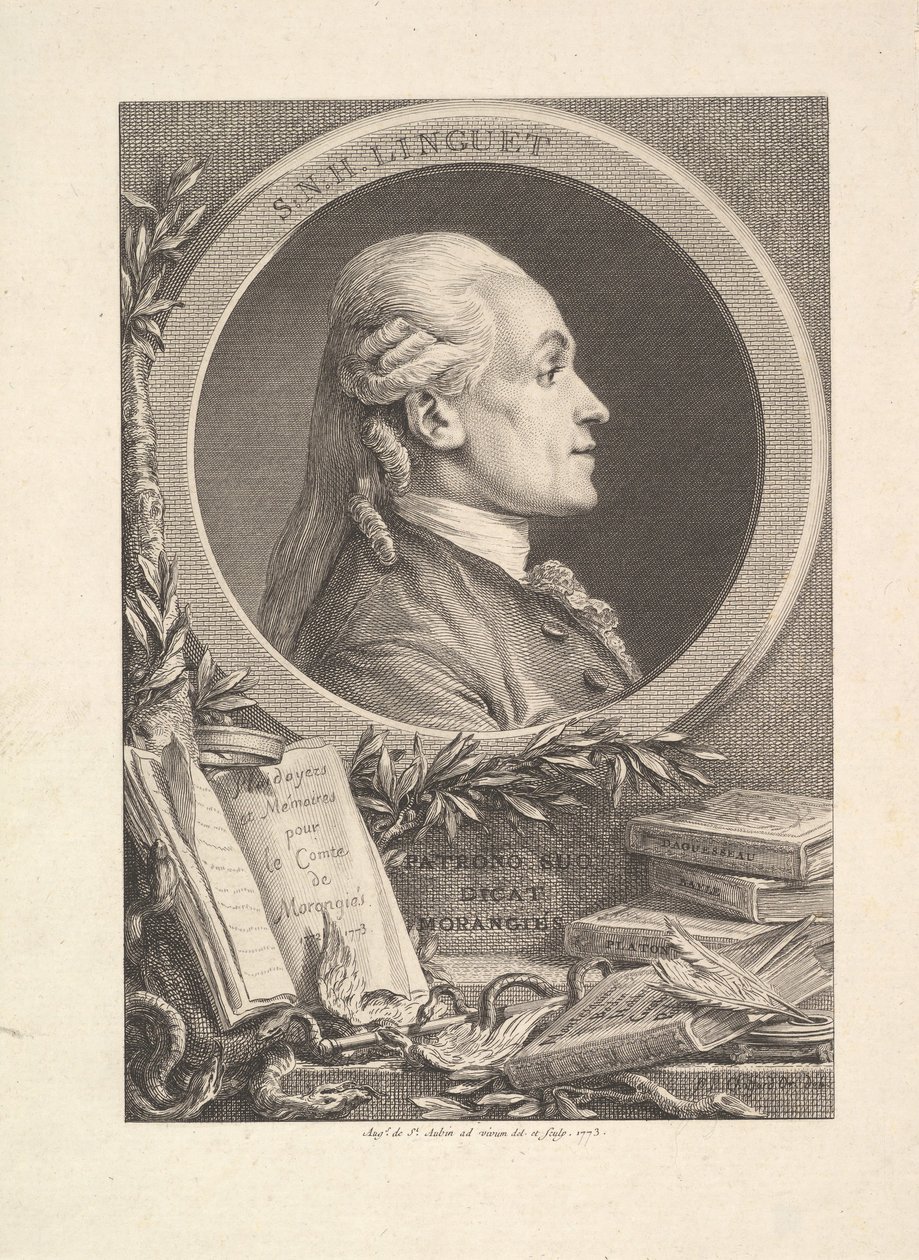 Ritratto di Simon-Nicolas-Henri Linguet da Augustin de Saint Aubin