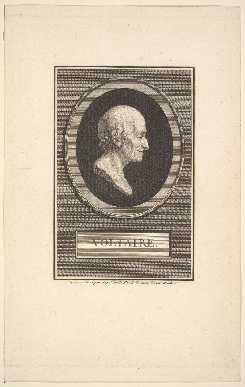 Ritratto di Voltaire, 1801 da Augustin de Saint Aubin