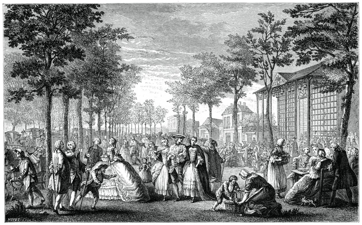 La passeggiata, Parigi da Augustin de Saint Aubin